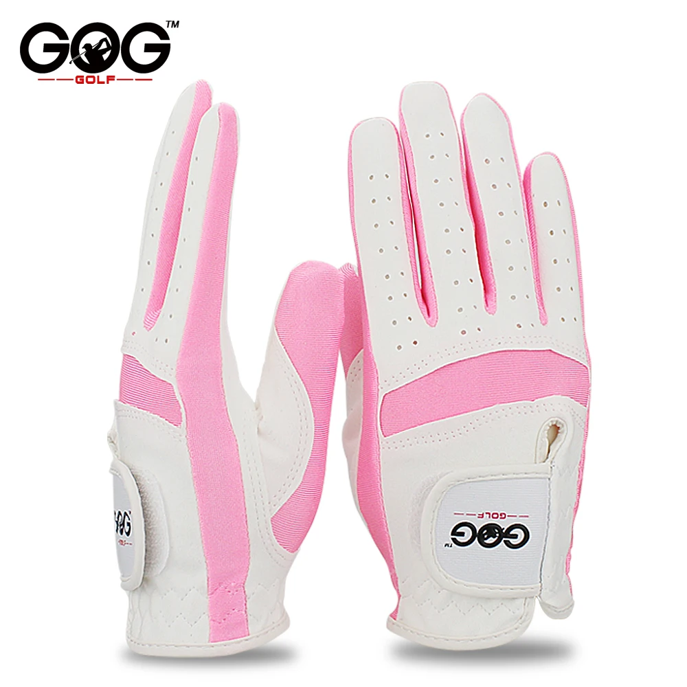 1pair left and right hand Golf Gloves children Boys grils fabric 2 colors white pink blue soft and breathable sports glove new 4