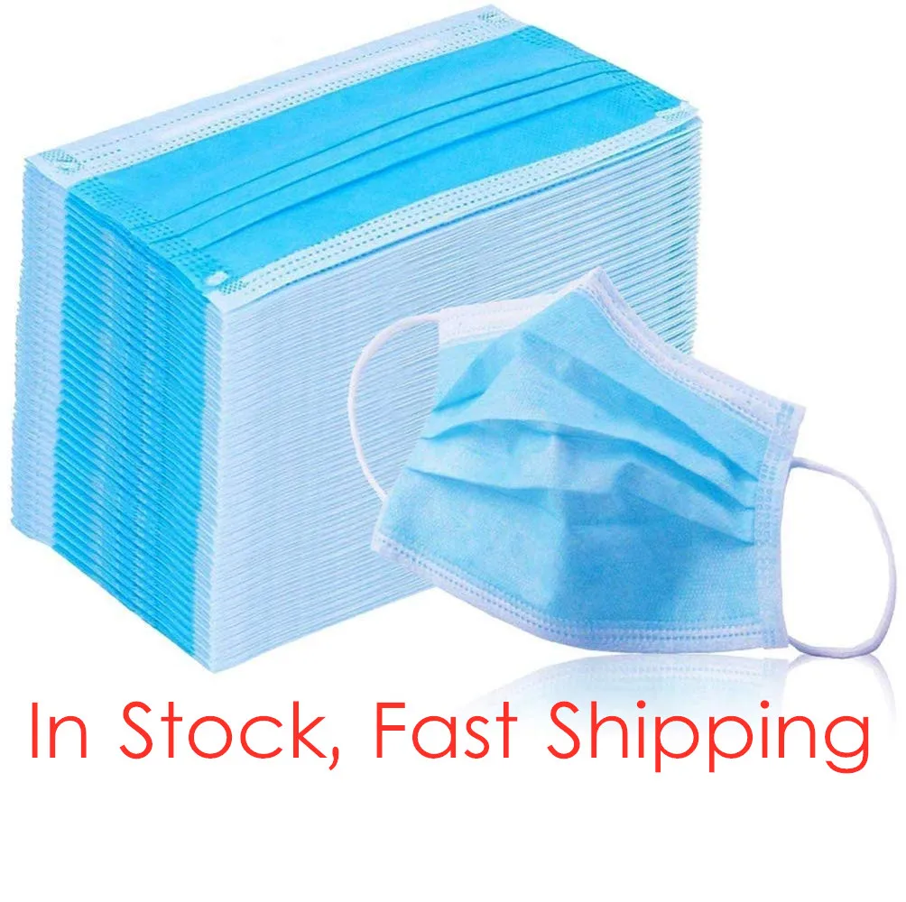 

50pcsDisposable Face Masks with Elastic Ear Loop 3-Layer Dust Mouth Masks Breathable Comfortable Filter Safety Mask Dropshipping