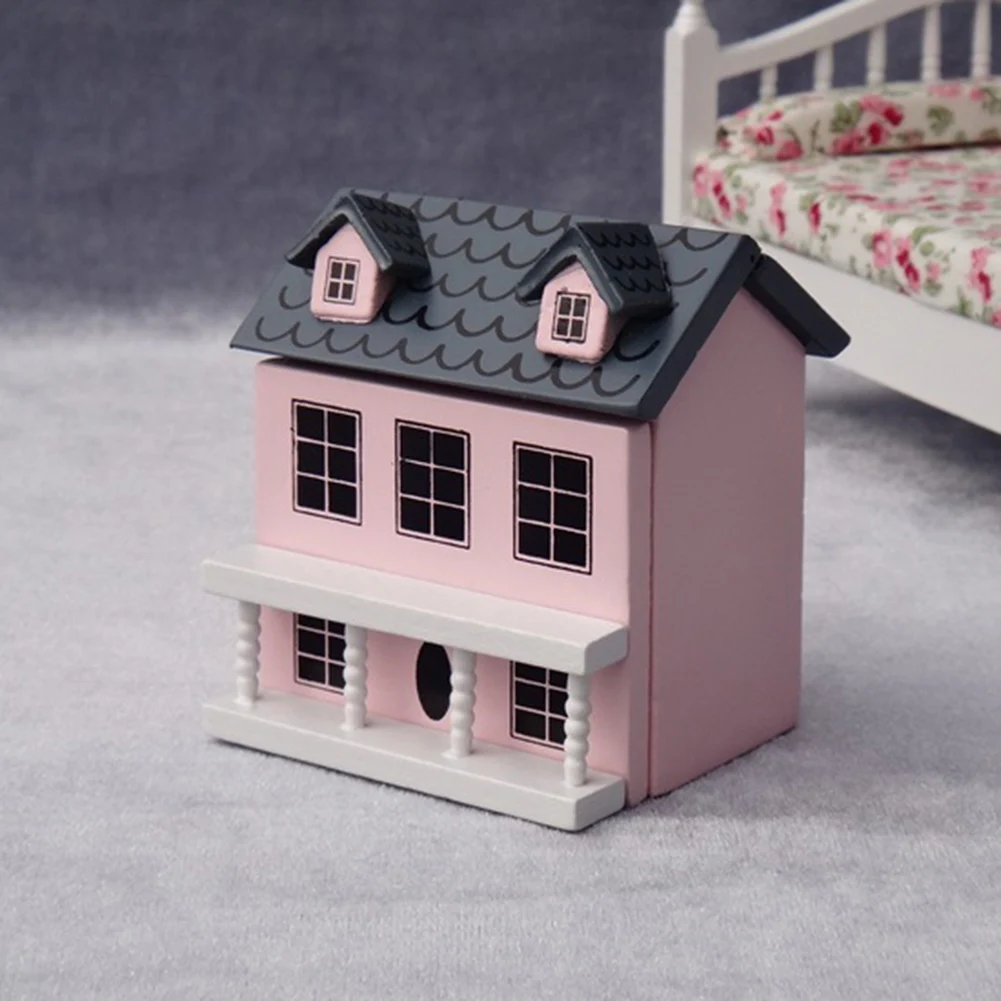 Wooden Dollhouse 1:12 Model Villla House Figurine Miniature Figurines Landscape Decor Kids Toy DIY Crafts Home Durable Handicraf