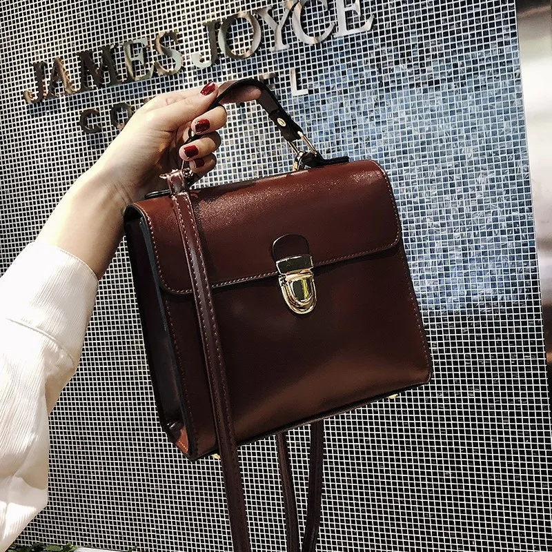

Versitile Fashion Square Sling Bag New Style Shoulder Bag Solid Color Casual Elegant Hand Shoulder Bag Pu Lock Single-shoulder B