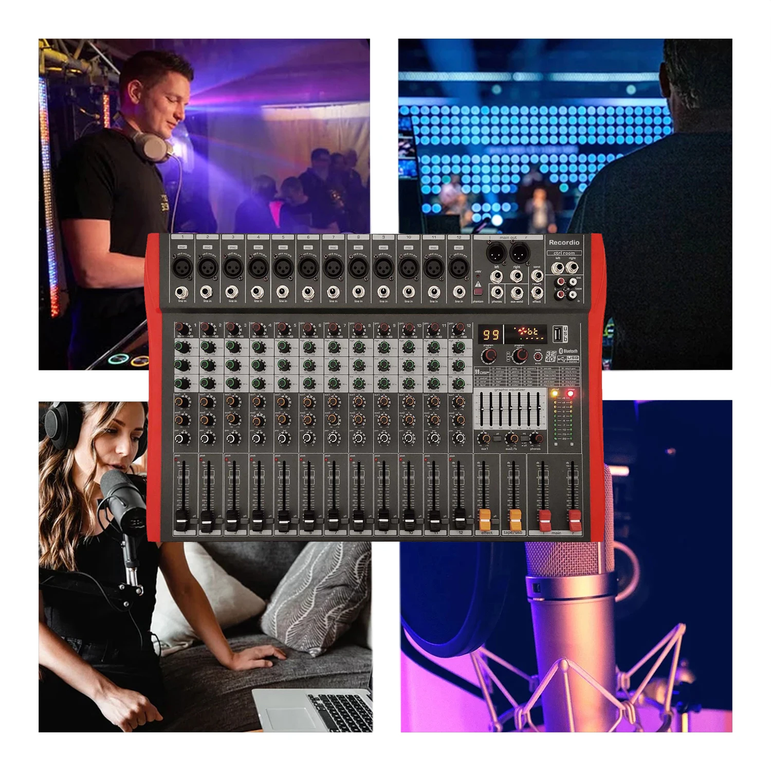 Bluetooth GAX-CY12を備えたプロの12チャンネルサウンドミキシング