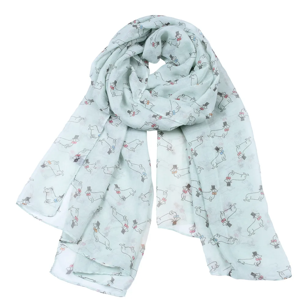 

Новинка 2018, Симпатичные шарфы с рисунком таксы и собаки, шаль, женский шарф в виде животного, хиджаб, искусственная кожа, оптовая продажа, 10 шт./лот, бесплатная доставка