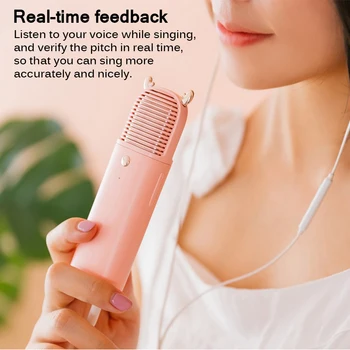 

Cute Wide Use Voice Changer Microphone Pink White Original Microphone Six Voice Changing Modes Especially For Android For IPhone