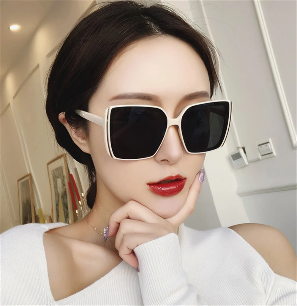

GODU New Fashion Big Square Frame Sunglasses Street Shooting Catwalk Solid Eye Sun Glasses for Women Eyewear Oculos De Sol