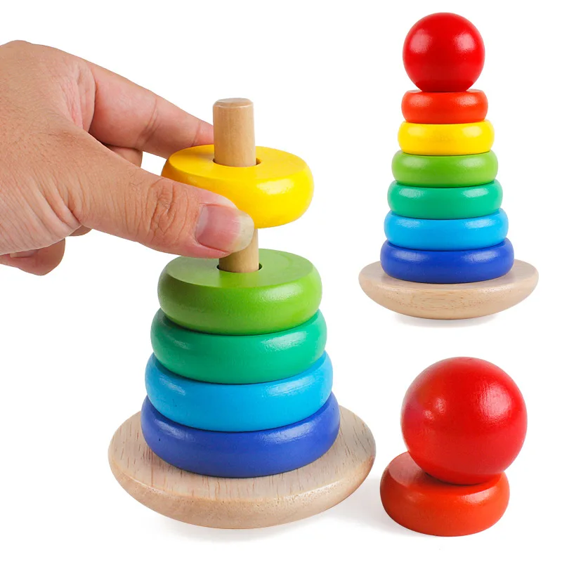 Children'S Educational Toy Rainbow Tower Circle Jenga Stack-up Tumbler Toy