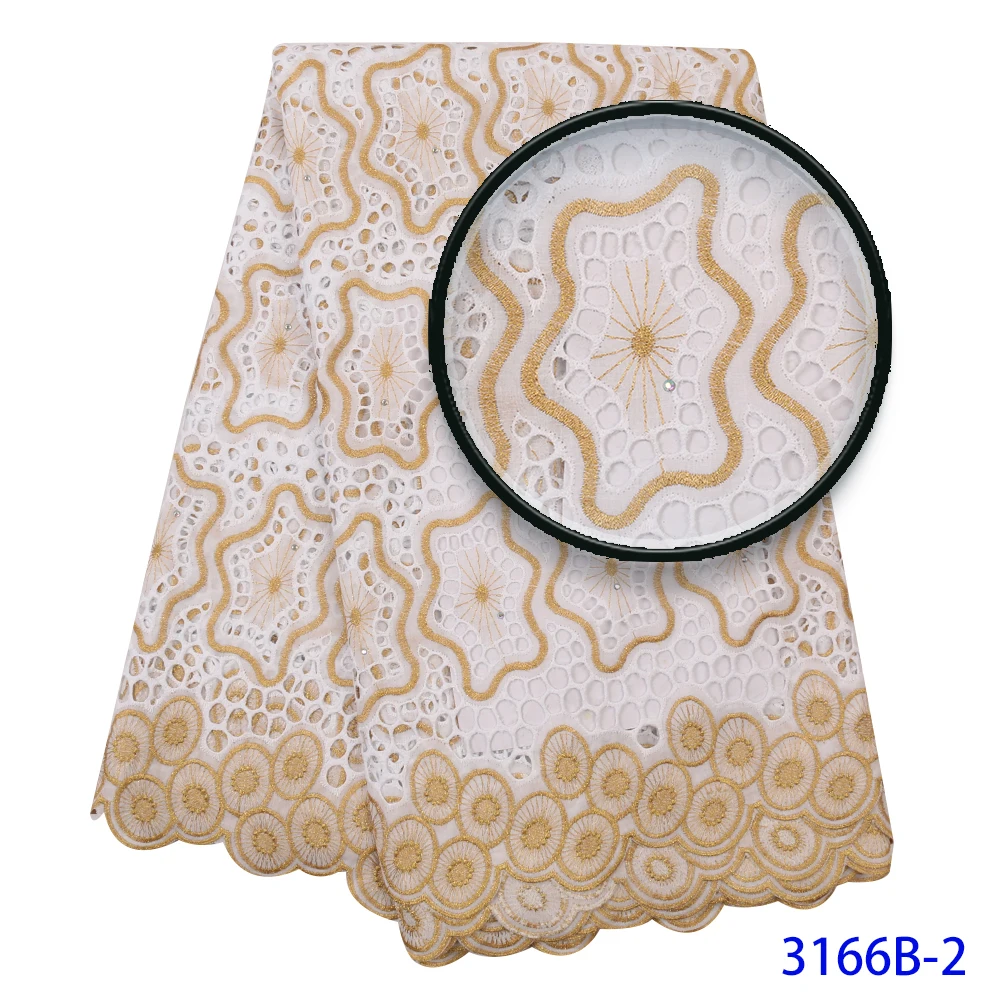 2019 Swiss Voile Lace In Switzerland High Quality African 100%Cotton Lace Fabric With Stone Nigerian Every Dress Party QF3171B-2