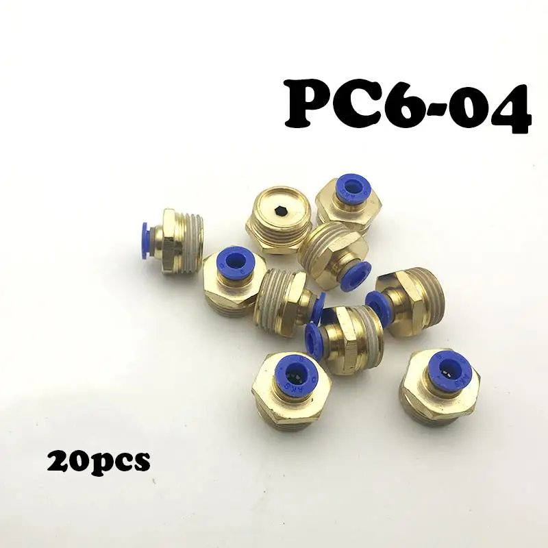 

Free Shipping 20Pcs/lot PC6-04 6mm Thread Throught 1/2\" Pneumatic Pipe Fitting Tube connector