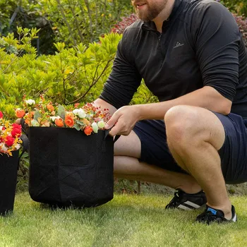 

One Piece Grow Bags Felt Plant Bag Three-dimensional Flower Pot Wall-mounted Tree Planting Bag Non-woven Fabric Breathable Black
