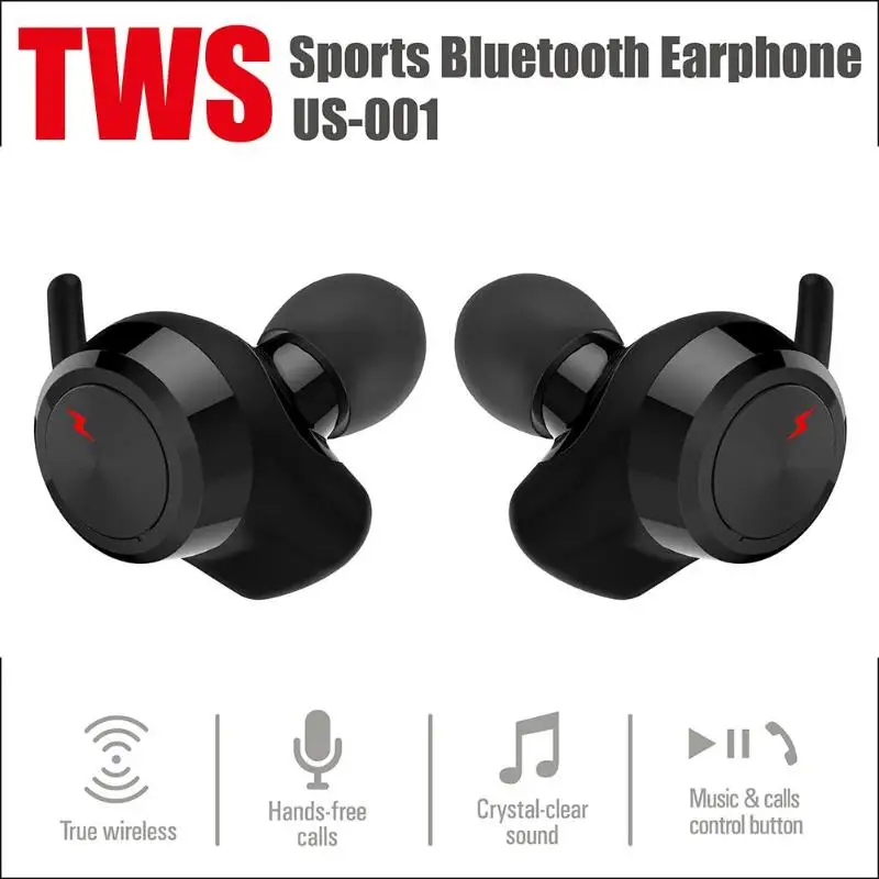 US001 мини TWS Беспроводные спортивные наушники Bluetooth 4,2 наушники стерео наушники гарнитура с микрофоном 100H время ожидания