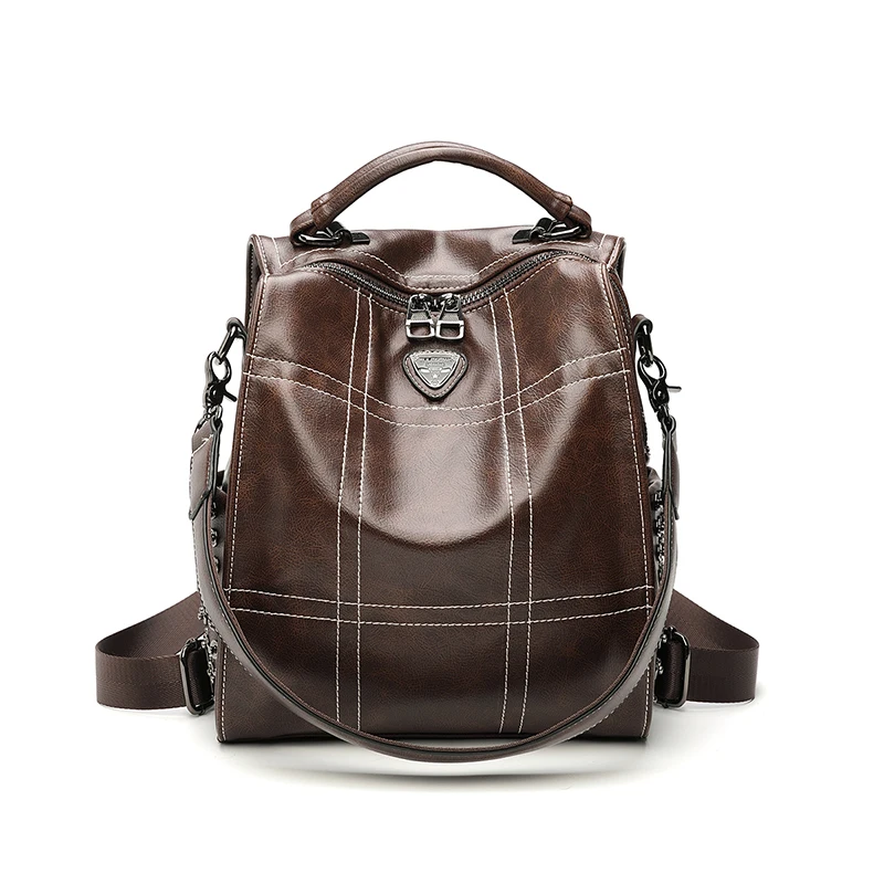 SHYMOON, фирменный дизайн, женский рюкзак, высокий уровень, рюкзак для ноутбука, для путешествий, винтажный, Противоугонный, mochila, школьные сумки для девочек, 1879 - Цвет: Коричневый