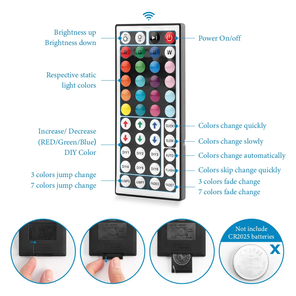 RGB светодиодный светильник 5050 SMD 2835 гибкая лента fita светодиодный светильник RGB 10 м лента диод DC 12 В 44 Ключ адаптер дистанционного управления