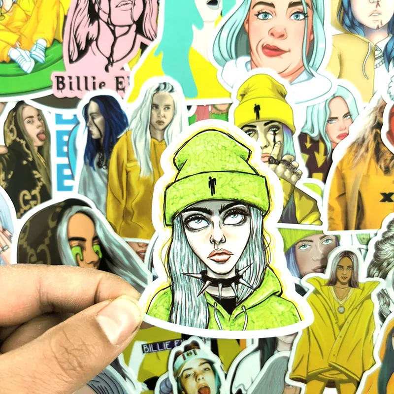 50 шт./упак. Американский Billie Eilish наклейки для мотоцикла скейтборд велосипед креативного фото гитары альбом для ноутбука Diy Водонепроницаемый