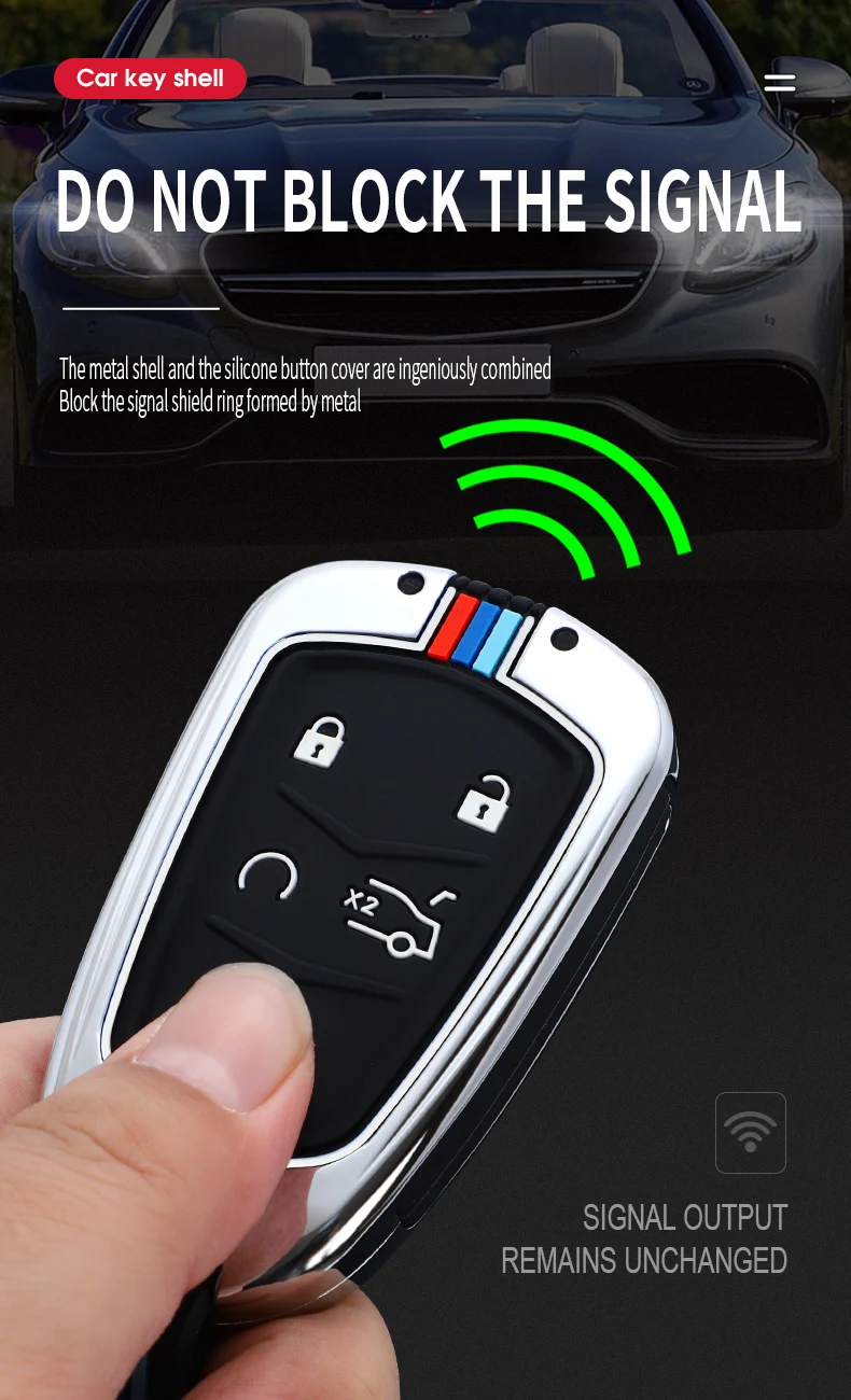 Portachiavi in lega di zinco Cover Shell Holder per Cadillac CTS XTS SRX ATS 2015-2018 CT5 XT5 XT6 Remote Key Car Styling Car Key Case - H8f3fd9d1084245a78e7bc34fac65c4f3e