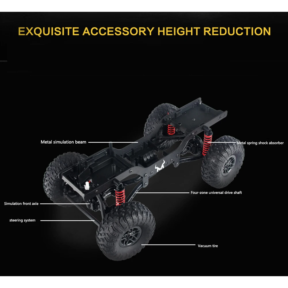 

RSOV Powerful Toys High Speed LED Lights 2.4GHz Climbing Truck Electric Four-Wheel Drive Gift RC Car 1:12 Alloy