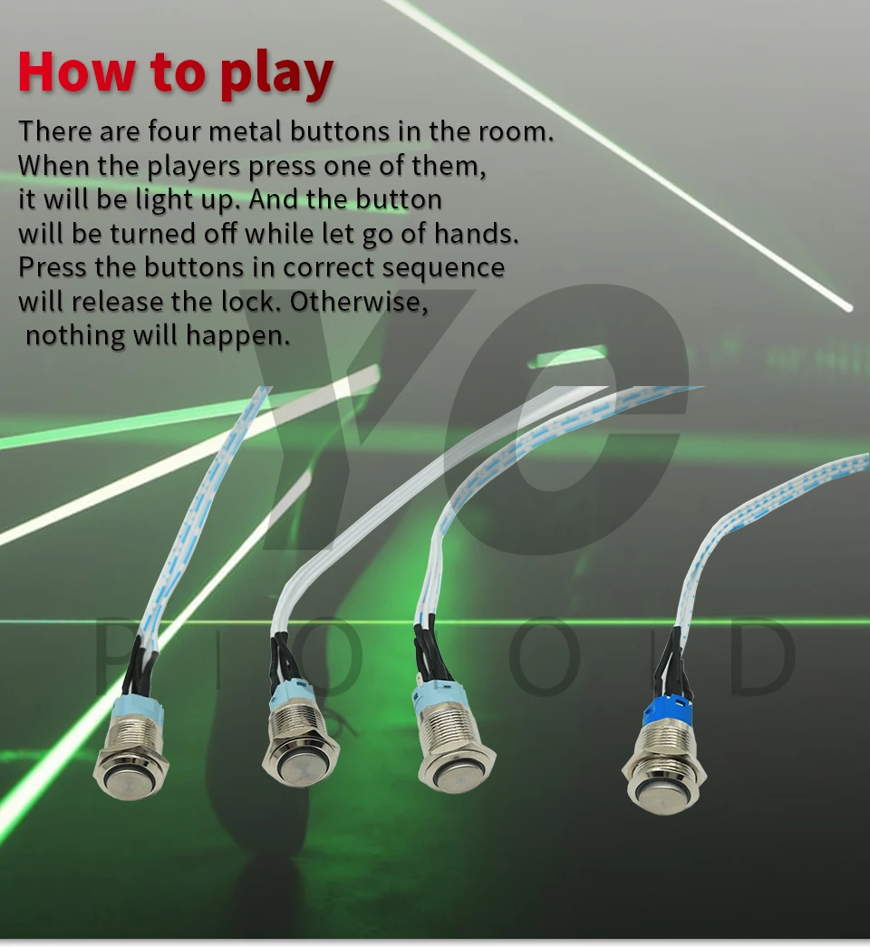 Sequence цветной металлический пуговицы Опора Escape Room Light up металлические пуговицы в правильном порядке, чтобы разблокировать takagism игровая