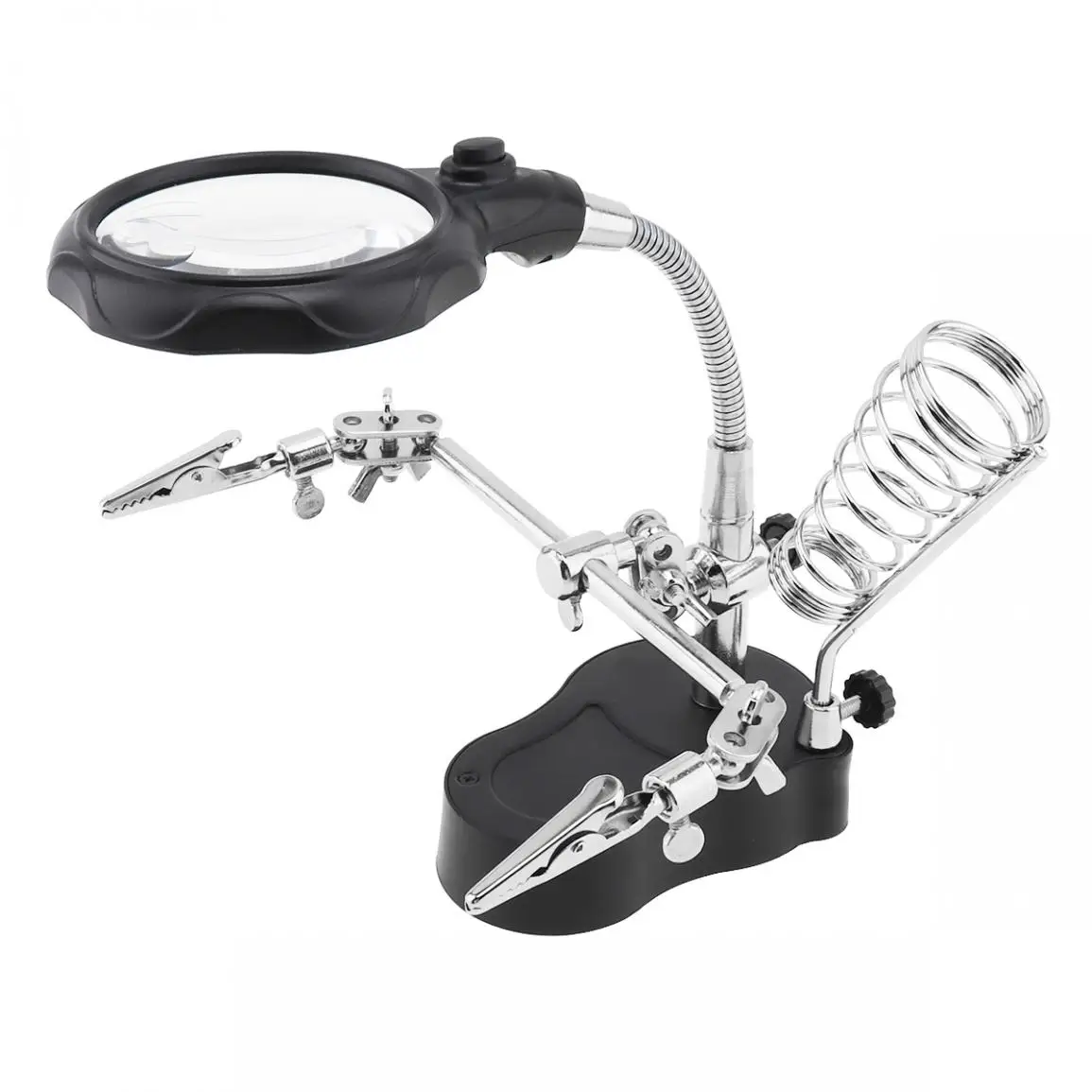 Adjustable 3.5X 12X Helping Hand Clip LED Light Magnifying Glass Lens Desk Desktop Table Magnifier Lamp Loupe Solder Iron Stand