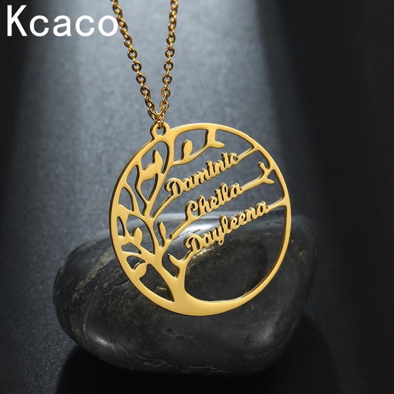 Stainless Steel Tree of Life Necklace Customized Name Necklace Gold Plated Women Long Chain Necklaces Family Letter Pendant Gift focos led ceiling spotlights surface mounted 220v 7w 10w white black choose anti glare long tube family store ktv restaurant
