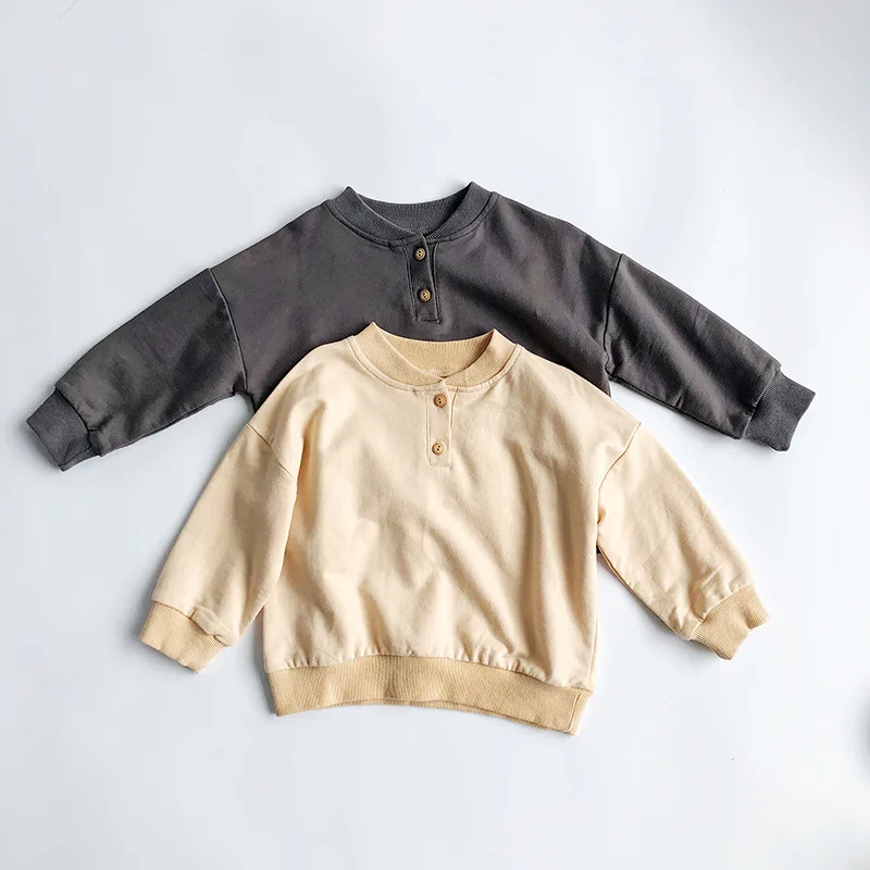 Коллекция года, Осенняя детская одежда в Корейском стиле Новая повседневная Свободная рубашка с маленьким отворотом для мальчиков и девочек