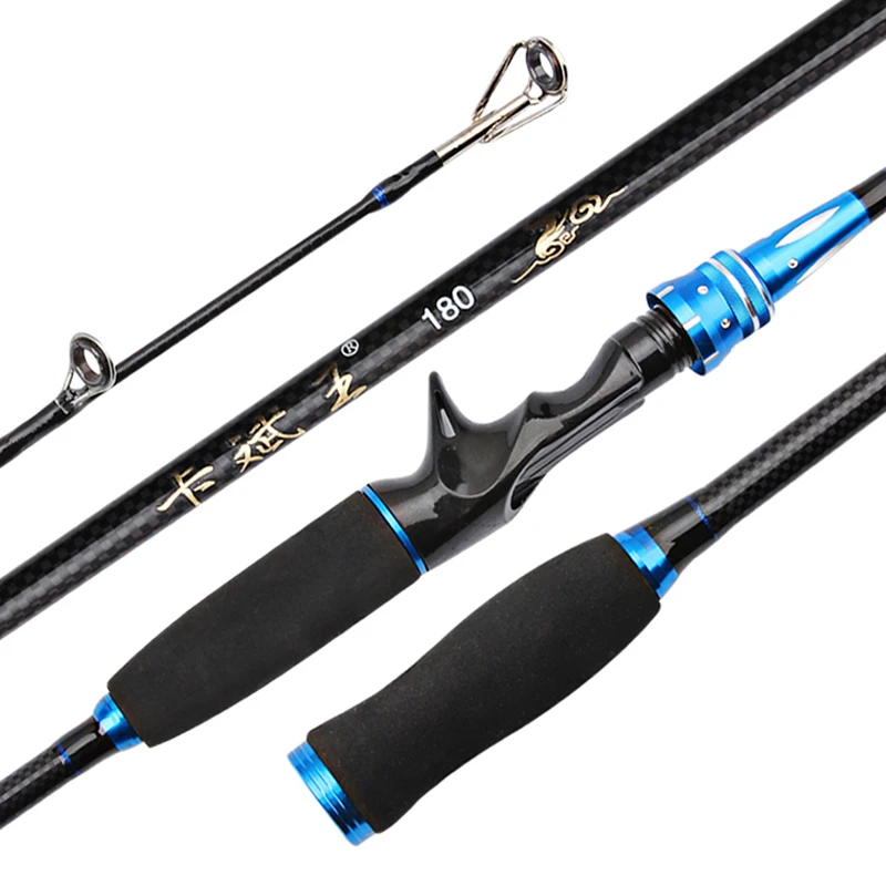 1.8m 2 Segments Fishing Rod M Power Line Wt.6-15lb Lure Wt.1/8-3/4oz Carbon Spinning Casting Lure Fishing Rod YURUYIROD