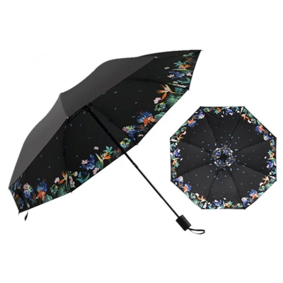 Manual Folding Umbrella Women Butterfly Blossom Flowers Sunny Rainy Umbrella 3-folding 8k Windproof Anti-UV Cute Umbrella Girls - Цвет: butterfly