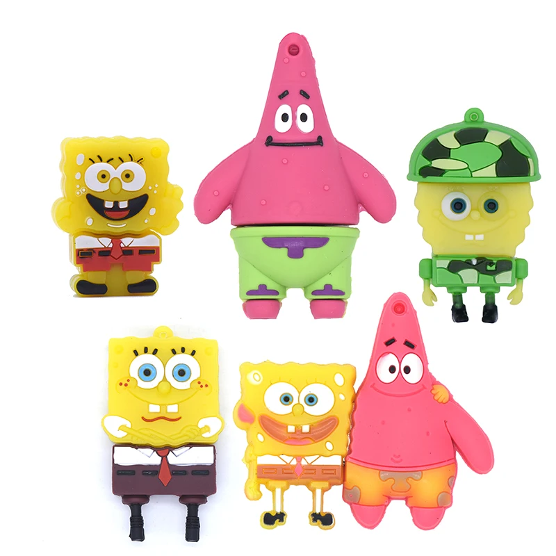 Флеш-накопитель SpongeBob SquarePants, 64 ГБ, 32 ГБ, 16 ГБ, 8 ГБ, 4 Гб, с героями мультфильмов «Патрик ста», Usb флеш-накопитель, u-накопитель, флешка, аниме, карта памяти