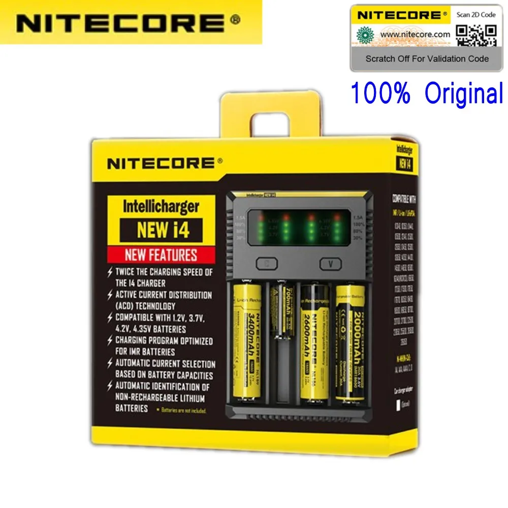 100% оригинальное новое зарядное устройство Nitecore I4 Digi для 26650 18650 18350 16340 14500 10440 |