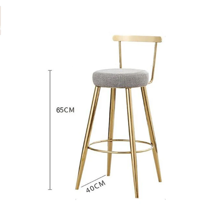 Скандинавские барные табуреты кассовые табуреты спинка барный стул высокий стул современный модный Повседневный креативный золотой обеденный стул 65 см 75 см - Цвет: Gray-65