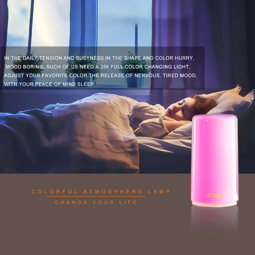 Естественный Wake Up Table Iamp Sunrise Simulation натуральный звон светодиодный Будильник умные аксессуары для дома многофункциональные часы
