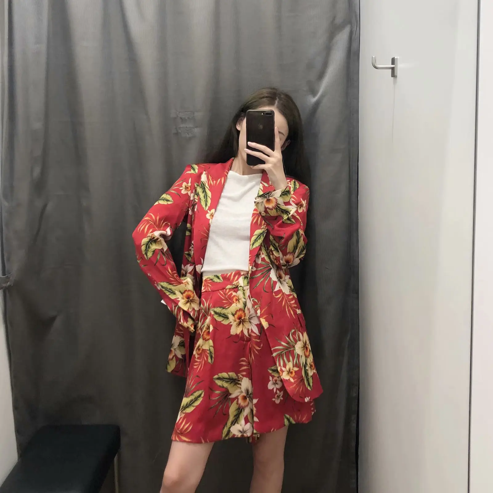 

Spring New Style Europe And America WOMEN'S Dress Fashion Flower Printed Loose-Fit Casual Suit Jacket Tops W2195