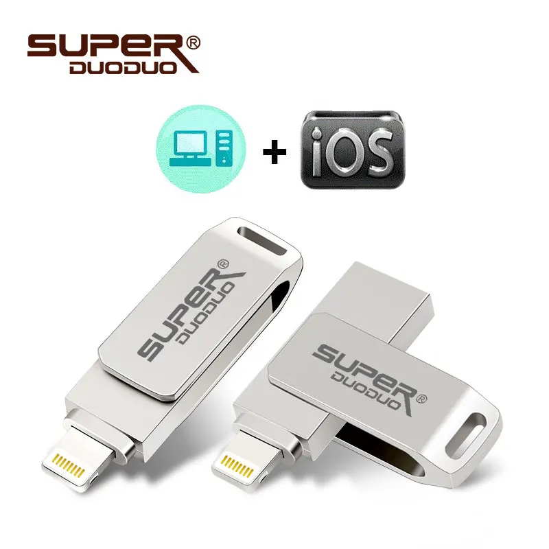 2в1 128 Гб 64 ГБ 32 ГБ 16 ГБ 8 ГБ металлический USB 2,0 OTG iFlash Drive HD USB флеш-накопители для iPhone для iPad для iPod и Android Pho