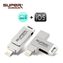 2в1 128 Гб 64 ГБ 32 ГБ 16 ГБ 8 ГБ металлический USB 2,0 OTG iFlash Drive HD USB флеш-накопители для iPhone для iPad для iPod и Android Pho