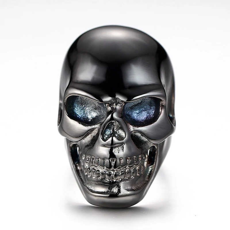 Retro Gothic Punk Stainless Steel Men Rings Trendy Black Skull Rings For Men Jewelry Halloween Accessories finger ring,stainless steel ring