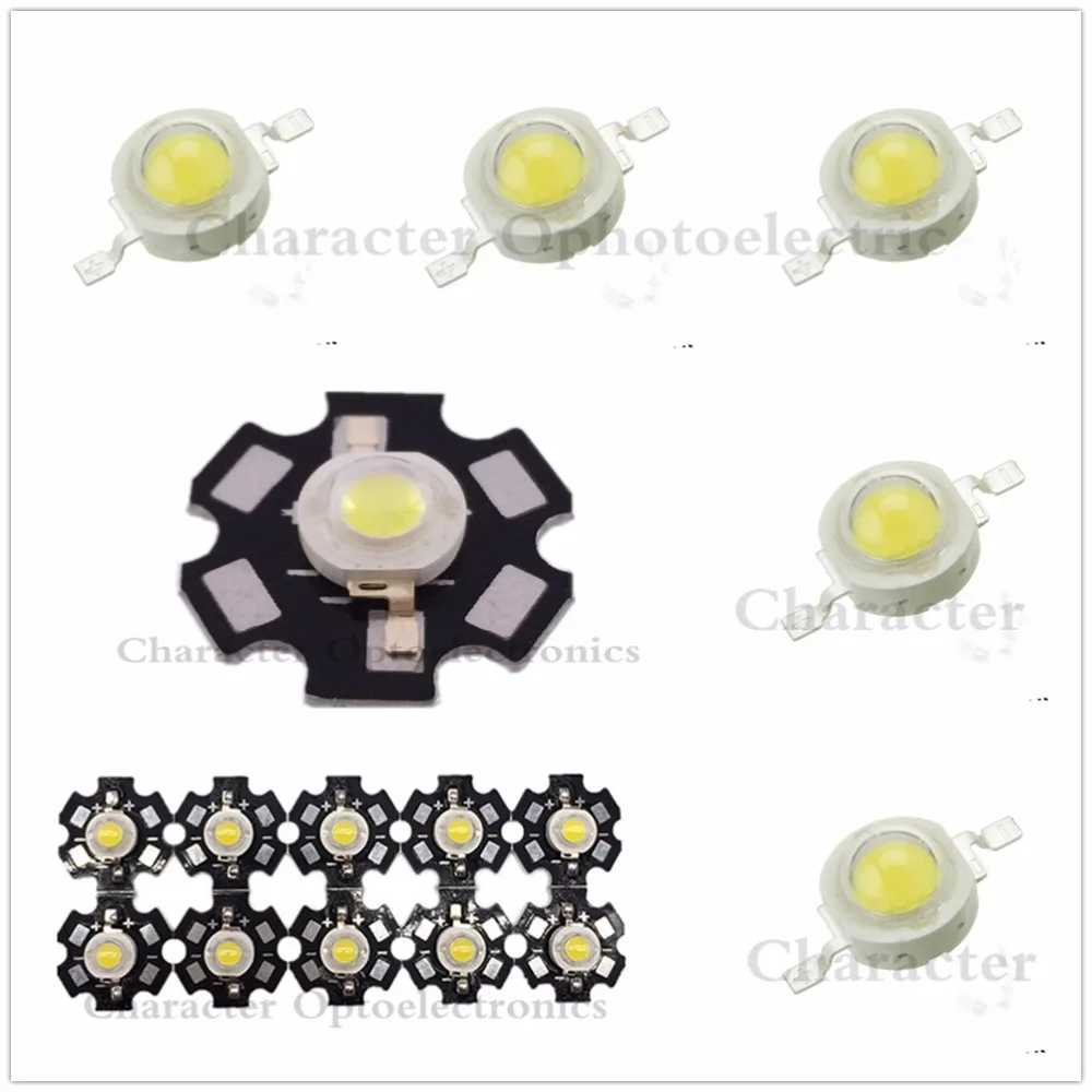 50pcs 1W 3W High Power warm white cool/Neutral 10000K 20000K 30000K Blue  Royal Blue LED Bead Chip no pcb / with pcb base