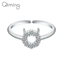 Модные кольца со злом и кристаллами для женщин, подарок на день рождения, массивные украшения для женщин, серебряные Модные кольца для