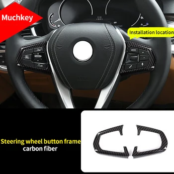 

For BMW new 5 series 2018-2019 carbon fiber Steering wheel button frame molding trim 2pcs