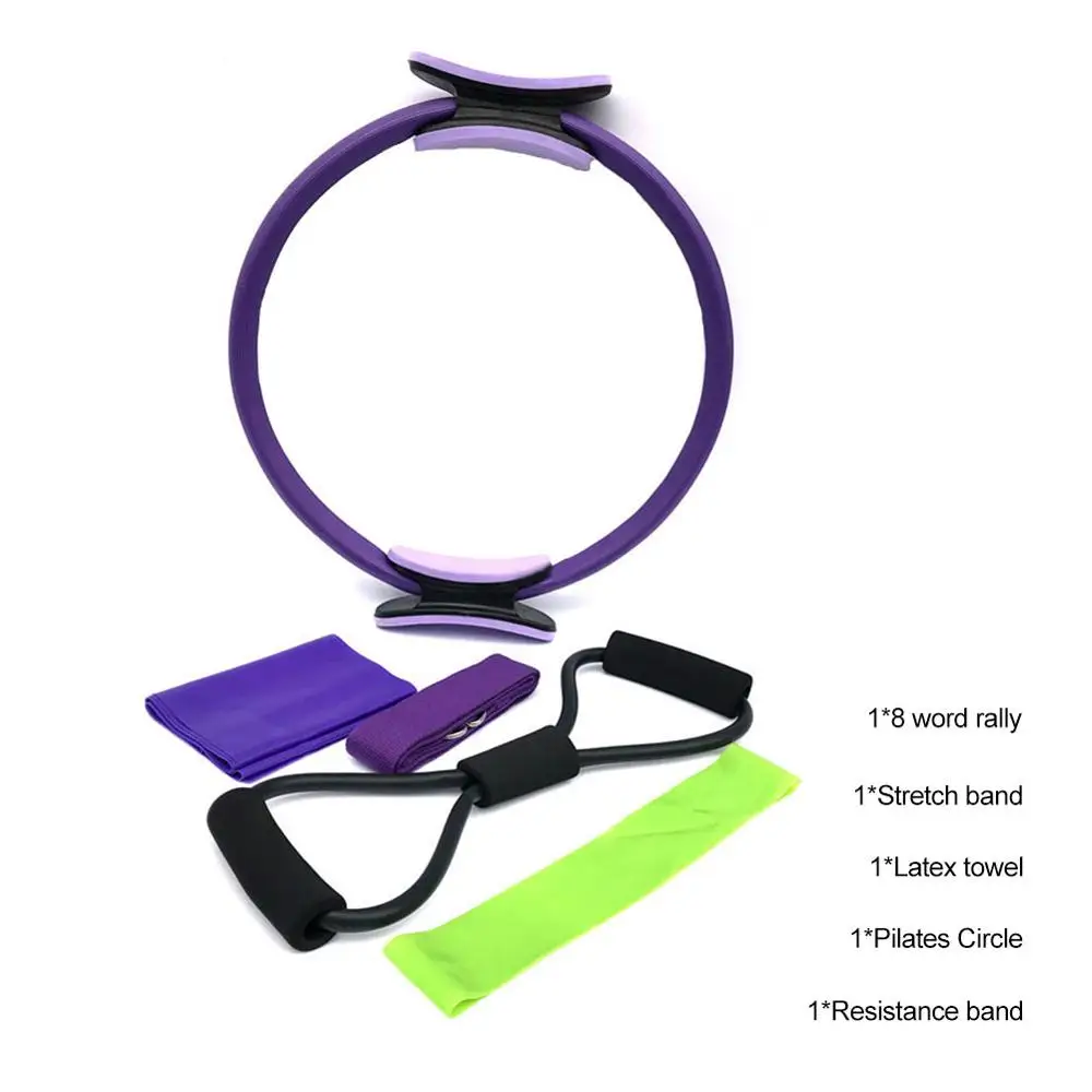 

Pilates Circle Five-piece Fitness Pilates Fitness Training Ring With Tension Device / Stretch Belt / Latex Towel / Tension Ring