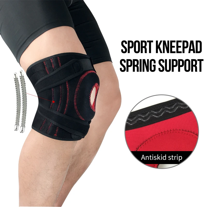 

Unisex 1Pair Uniform Code Knee Protector With Spring Support Suitable For Running Cycling Mountaineering Fitness And Other Sport