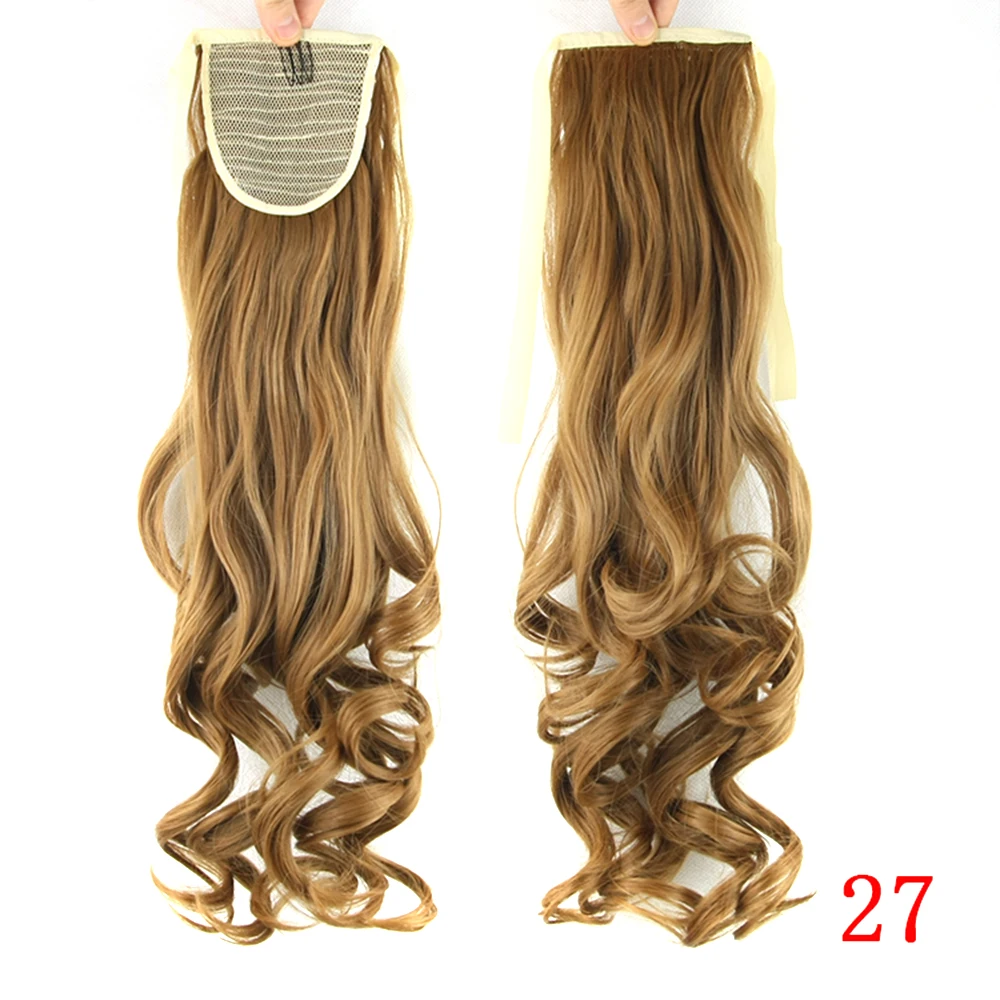 Soowee 22 дюймов Синтетические волосы Фея хвост длинные прямые волосы шнурок конский хвост конский волос для наращивания волос на шпильках - Цвет: Curly 27