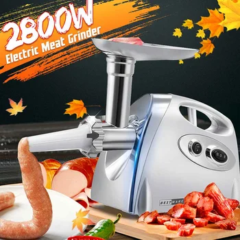 Электрическая мясорубка 2800 Вт Прочная нержавеющая сталь Мясорубка кухонная Домашняя колбаса шприц Мясорубка сонифер с измельчителем