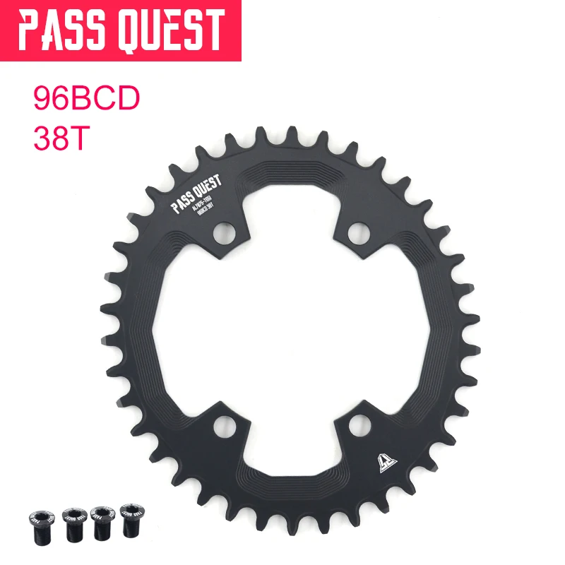 PASS QUEST oval Chainring 96BCD MTB Narrow Wide Bicycle Chainwheel 32/34/36/38/40/42T for deore xt M7000 M8000 M9000 Crankset - Цвет: 38T