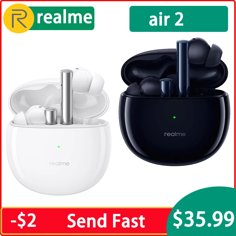 Оригинальные беспроводные Bluetooth-наушники realme buds air 2 ANC 25 часов общее