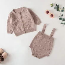 

2022 Spring New Baby Clothing Set Toddler Knit Cardigans and Bodysuit 2 Pcs Infant Girls Suit Baby Sweater Set
