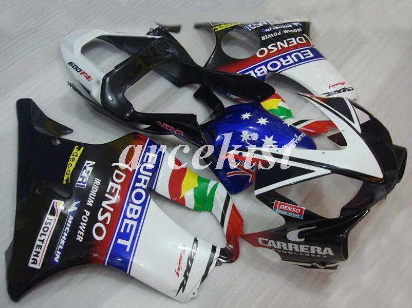 Литье под давлением ABS Обтекатели комплект подходит для Honda CBR600 FS F4i 2001 2002 2003 2004 01 02 03 04 Комплект кузова черный - Цвет: black white