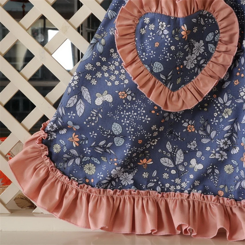 Floral Waterproof Princess Apron Anti-oil Kitchen Cooking Restaurant Cleaning Apron Creative Aprons for Woman Outsides BBQ