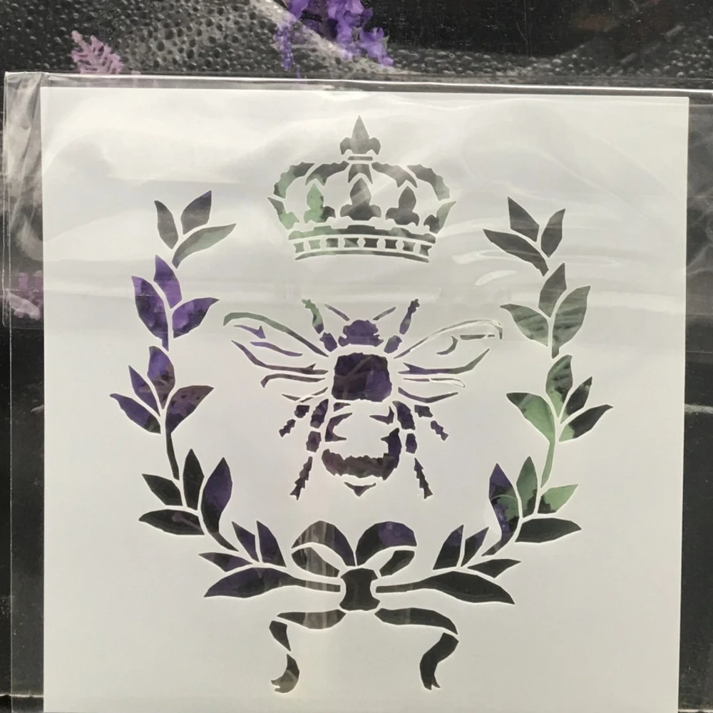 

13cm Bee Crown DIY Layering Stencils Wall Painting Scrapbook Coloring Embossing Album Decorative Card Template