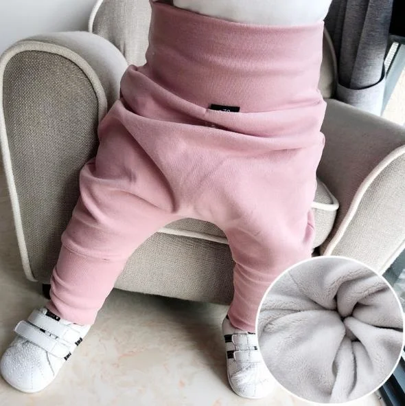 

New Winter with fur Baby Harem Pants Big PP High waist Cotton Toddler Pants Newborn Casual Trousers Loose Infants Elastic Pants