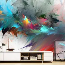 Пользовательские обои скандинавские абстрактные акварельные художественные красочные перья гостиная фон стены Высококачественный водонепроницаемый материал