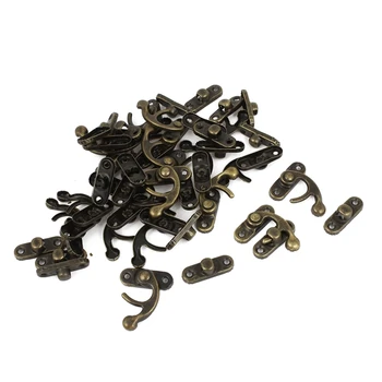 

Antique Wood Box Latch Sets Case Lock Hinge, Bronze Tone, 20 Piece