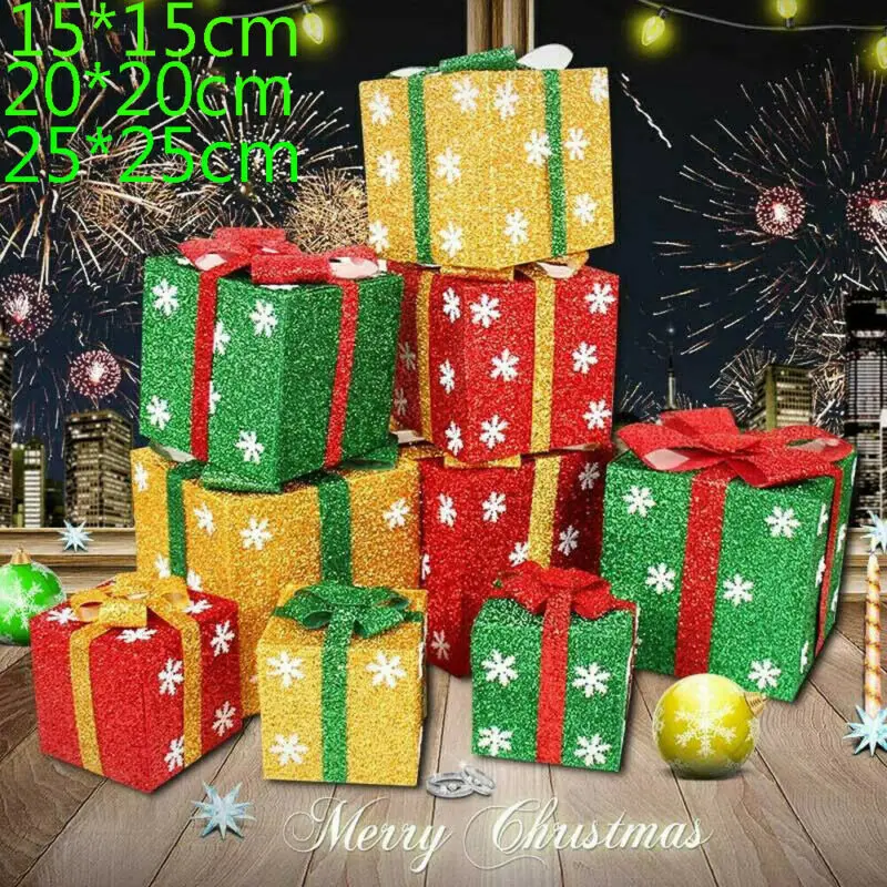 

Christmas Gift Box Snowflake Glitter Present Wrapping Boxes Xmas Home Decor 25cm