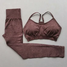 Бесшовный комплект для йоги из 2 предметов, бюстгалтер на бретельках, леггинсы с высокой талией для тренажерного зала фитнеса тренировок, одежда для спортзала, спортивные костюмы, спортивная одежда для бега